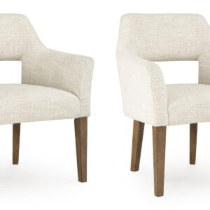 Marxmore - Dining Upholstered Arm Chair (Set of 2) - Beige / Brown