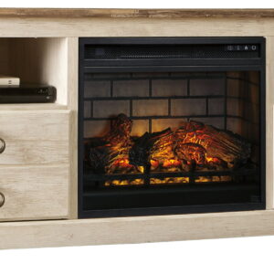 Willowton - 2 Pc. - 64" TV Stand With Faux Firebrick Fireplace Insert - Whitewash