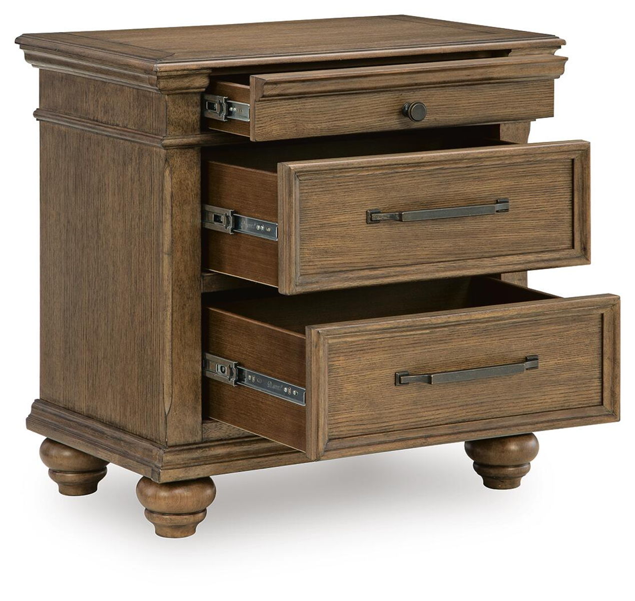 Karallin - Three Drawer Night Stand - Medium Brown - Image 3