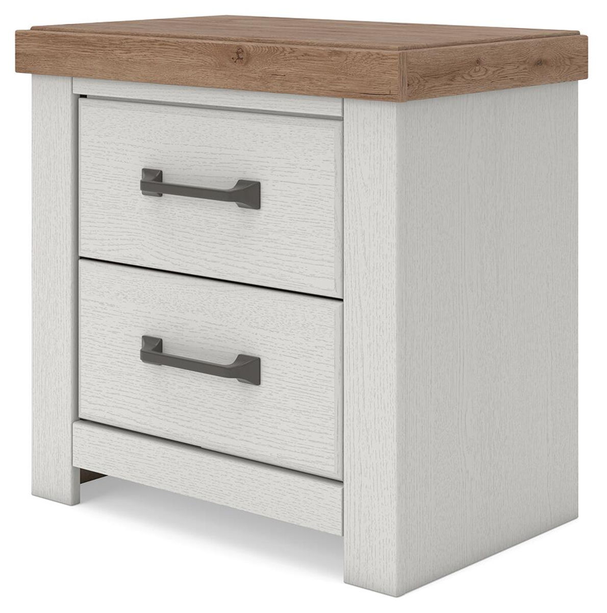 Savonport - Two Drawer Night Stand - White / Brown - Image 4