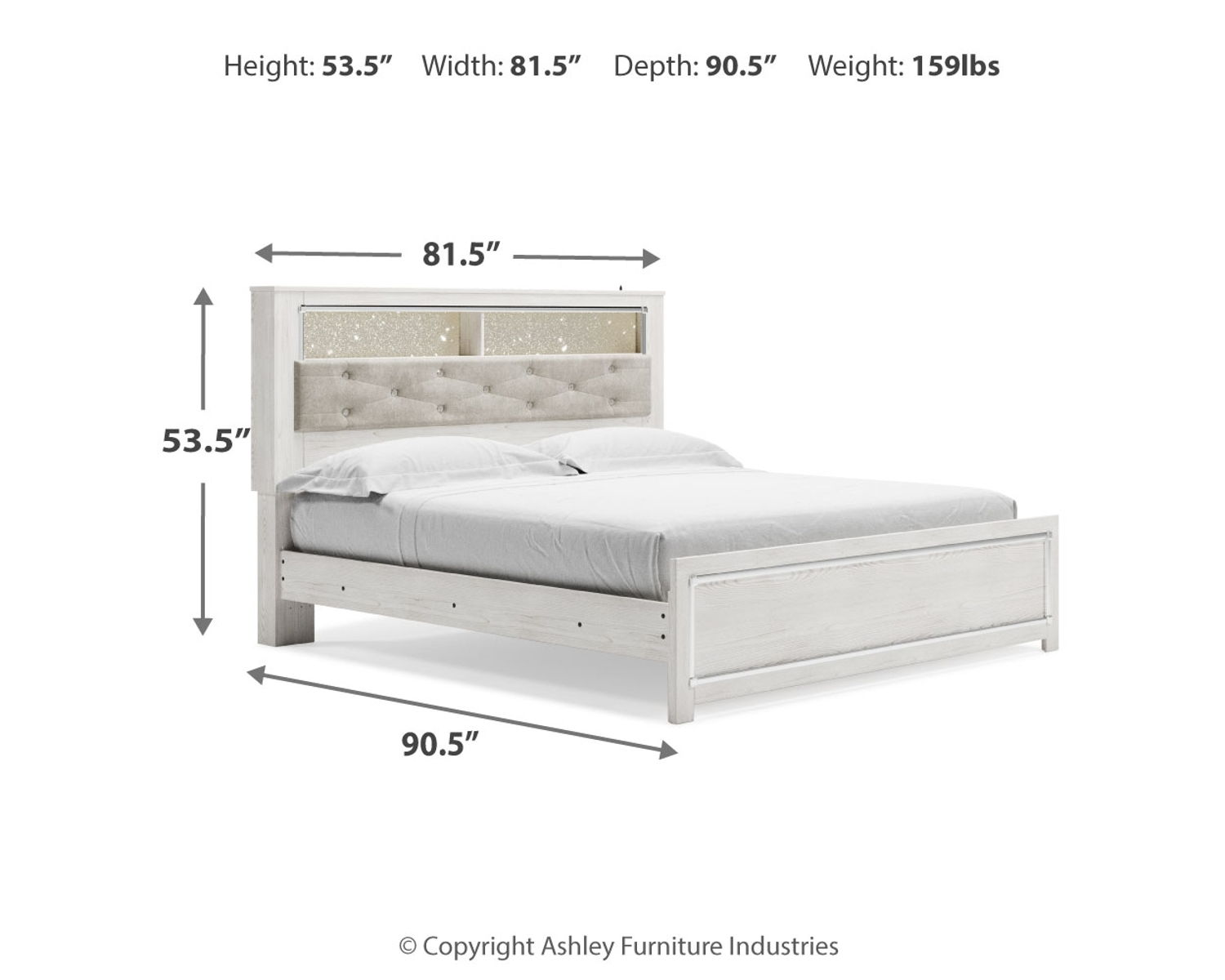 Altyra - King Upholstered Bookcase Bed With Storage - White - Image 9