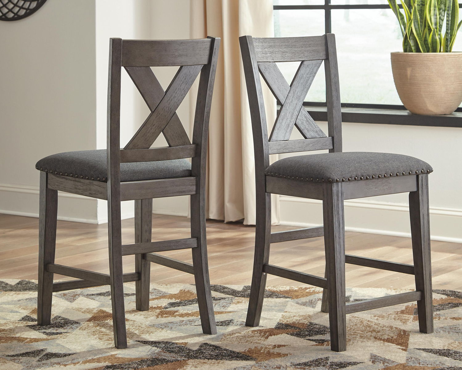 Caitbrook - Upholstered Barstool (Set of 2) - Gray - Image 6