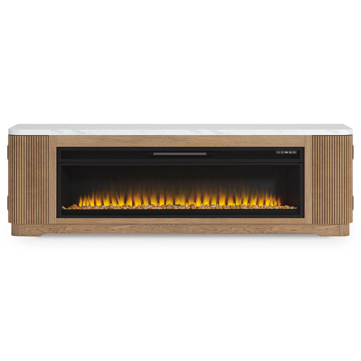 Camdill - 80" TV Stand With Electric Fireplace - Light Brown - Image 9