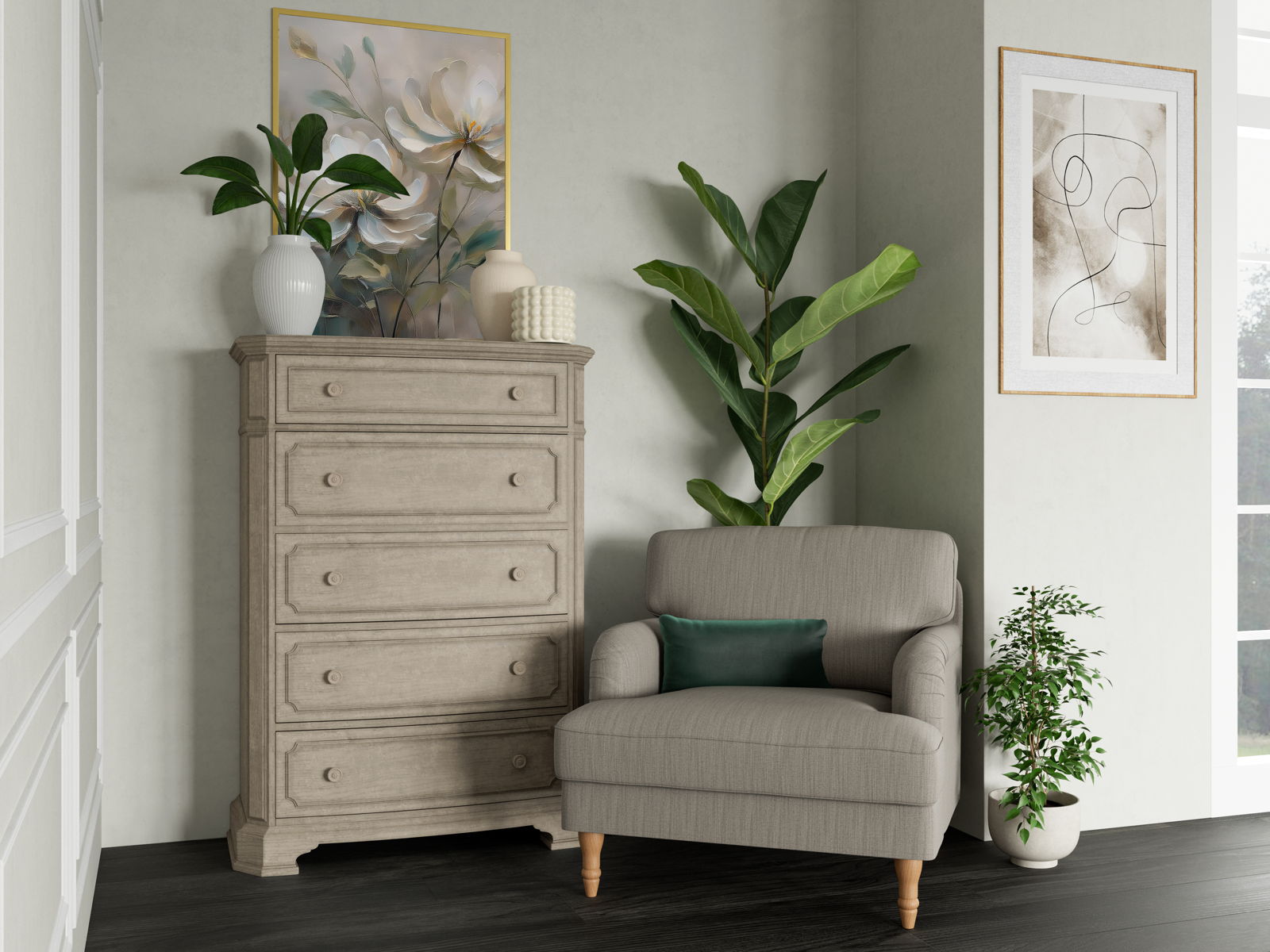 Kensington - 5 Drawer Chest - Beige - Image 2