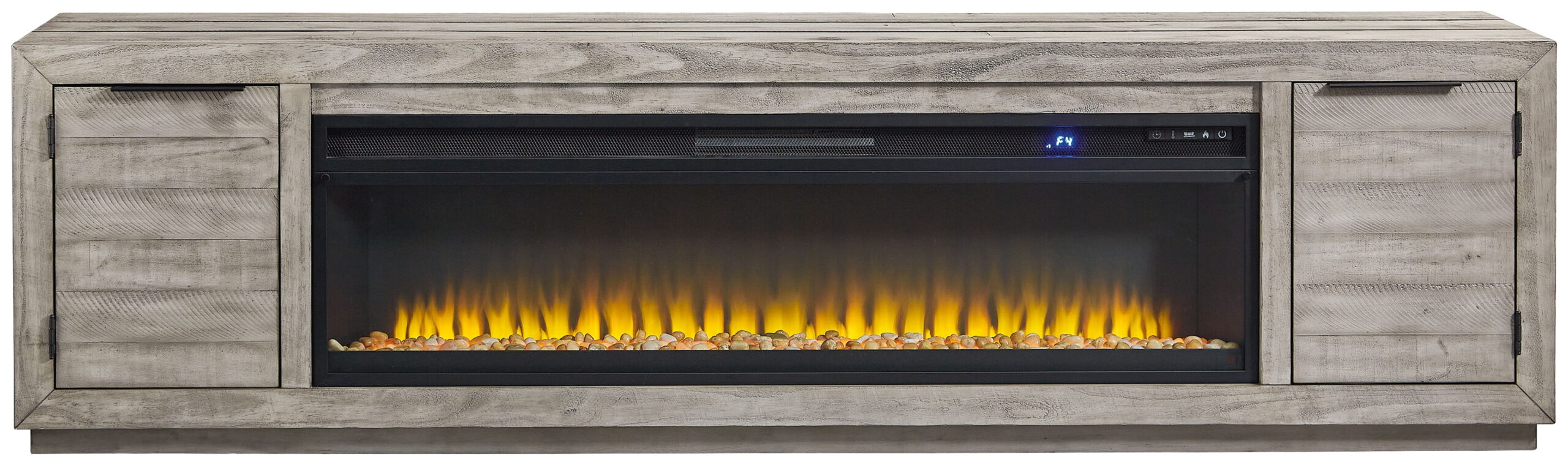 Naydell - 92" TV Stand With Wide Fireplace Insert - Gray - Image 3
