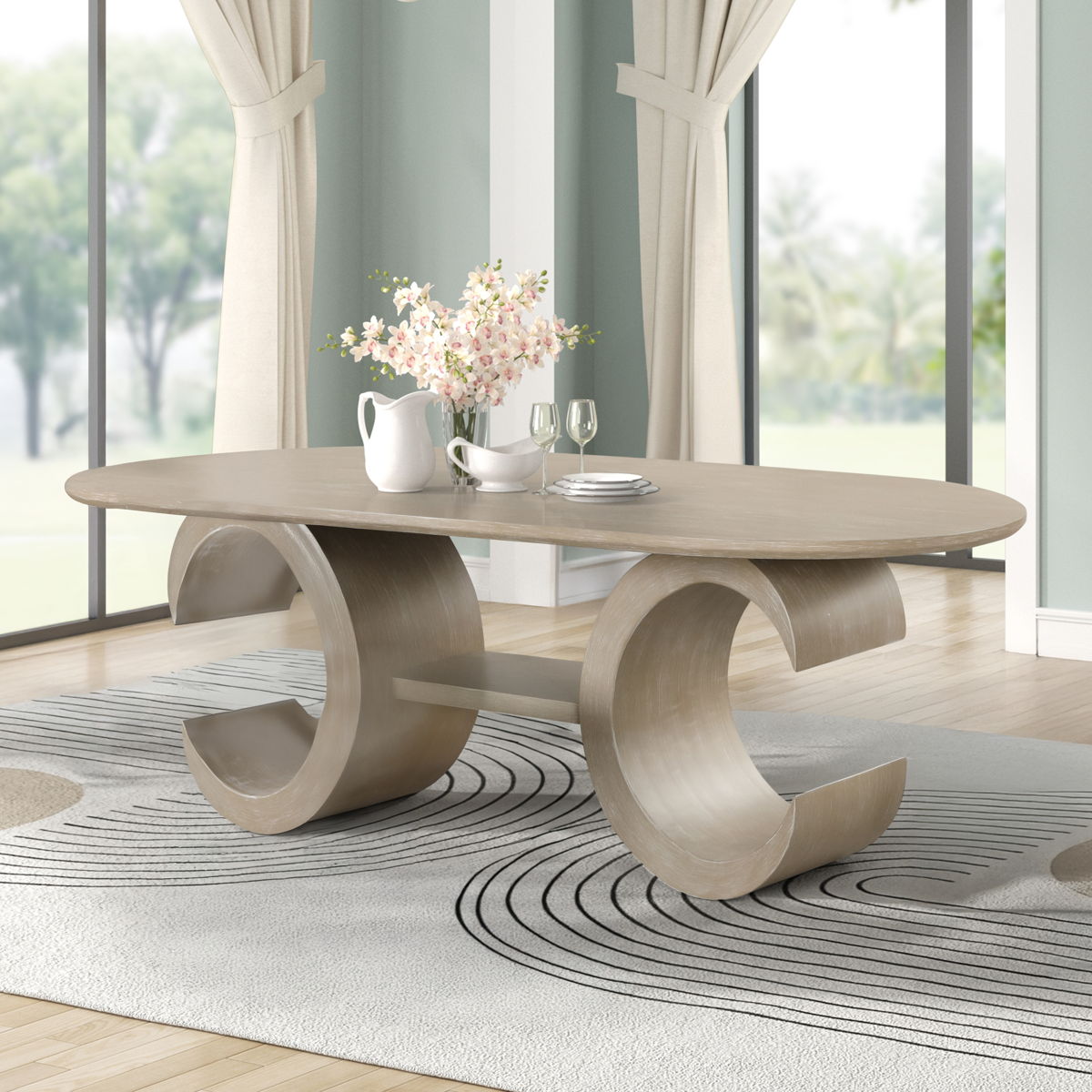 Gwendolyn - Oval Table Top And Base - Beige - Image 2