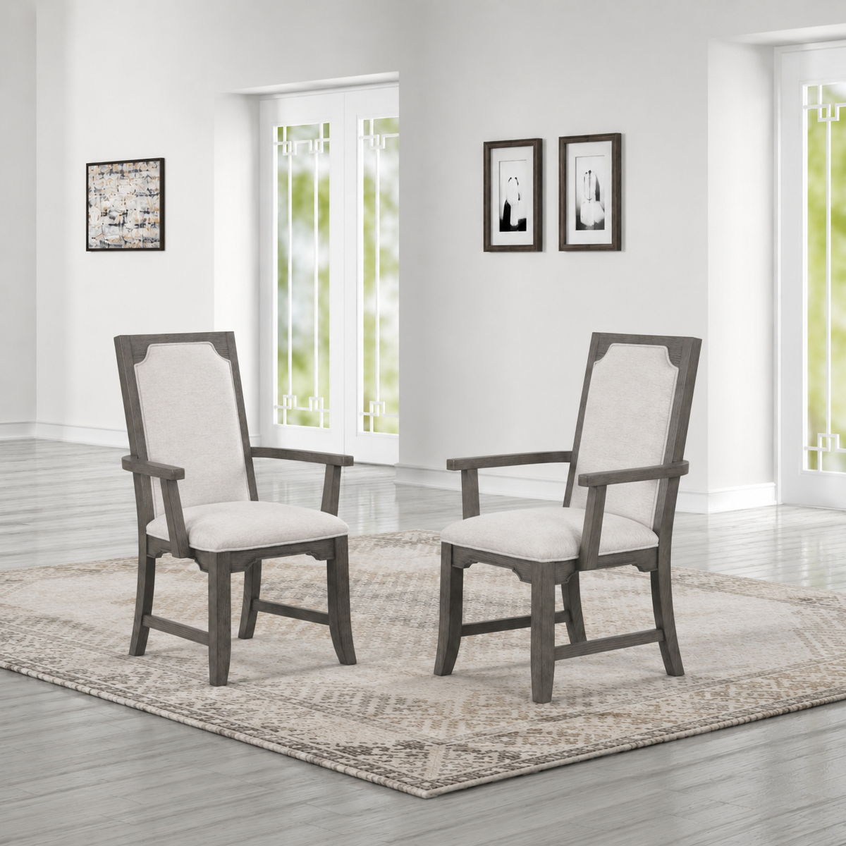 Lisbon - Dining Arm Chair (Set of 2) - Gray - Image 8