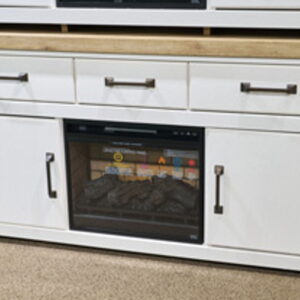 Savonport - XL TV Stand With Fireplace Option - White / Brown