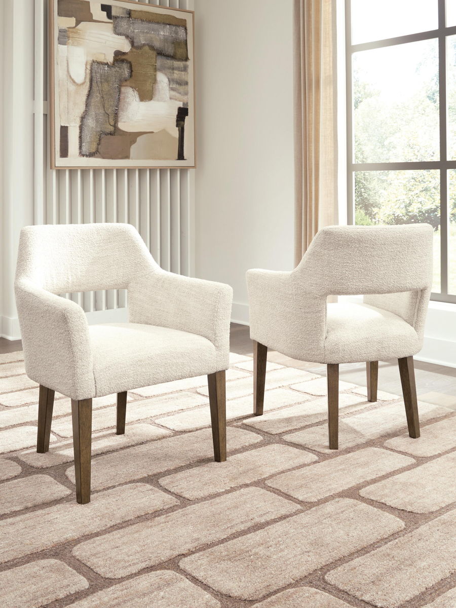 Marxmore - Dining Upholstered Arm Chair (Set of 2) - Beige / Brown - Image 4