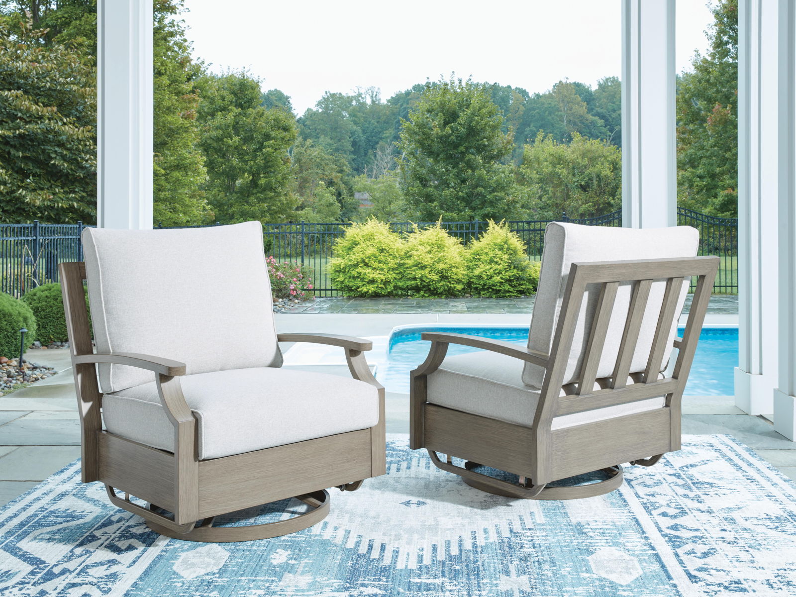Rainier Ranch - Swivel Glider Chair With Cushion - Brown / Beige - Image 8