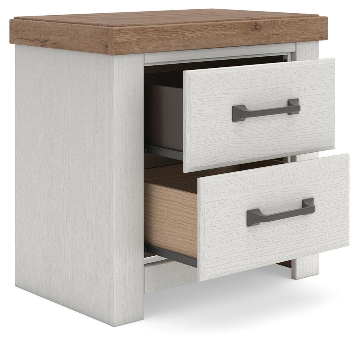 Savonport - Two Drawer Night Stand - White / Brown - Image 8