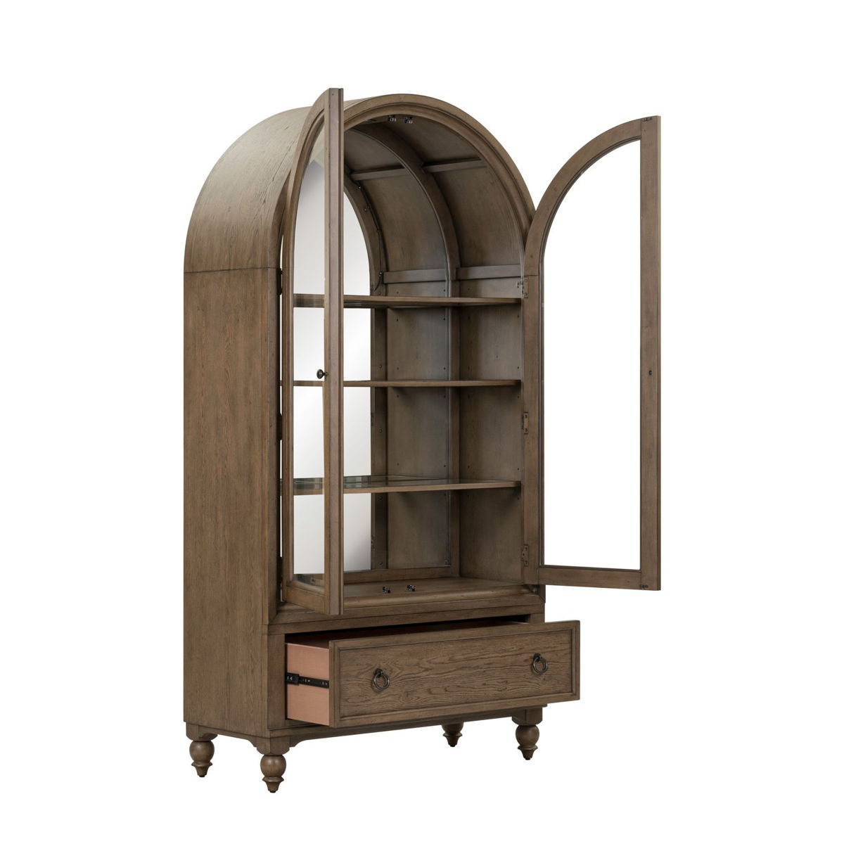 Americana Farmhouse - Arched Display Cabinet - Dusty Taupe - Image 4