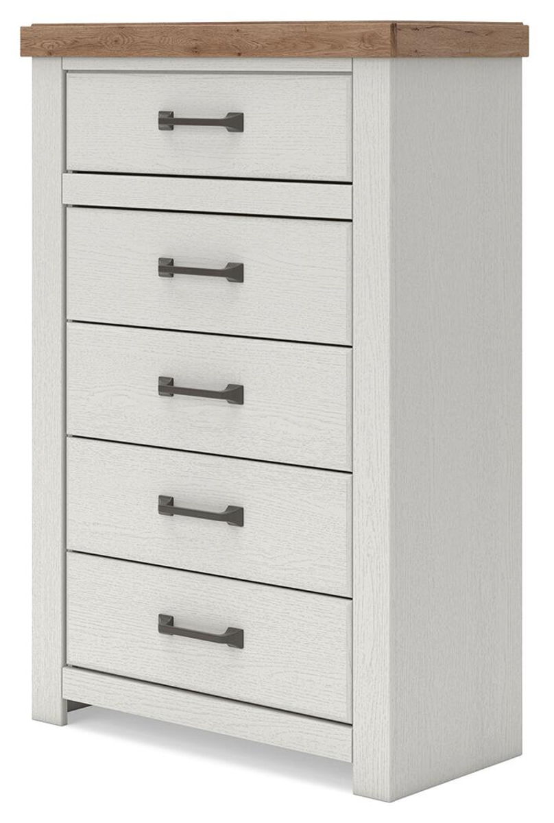 Savonport - Five Drawer Chest - White / Brown - Image 10