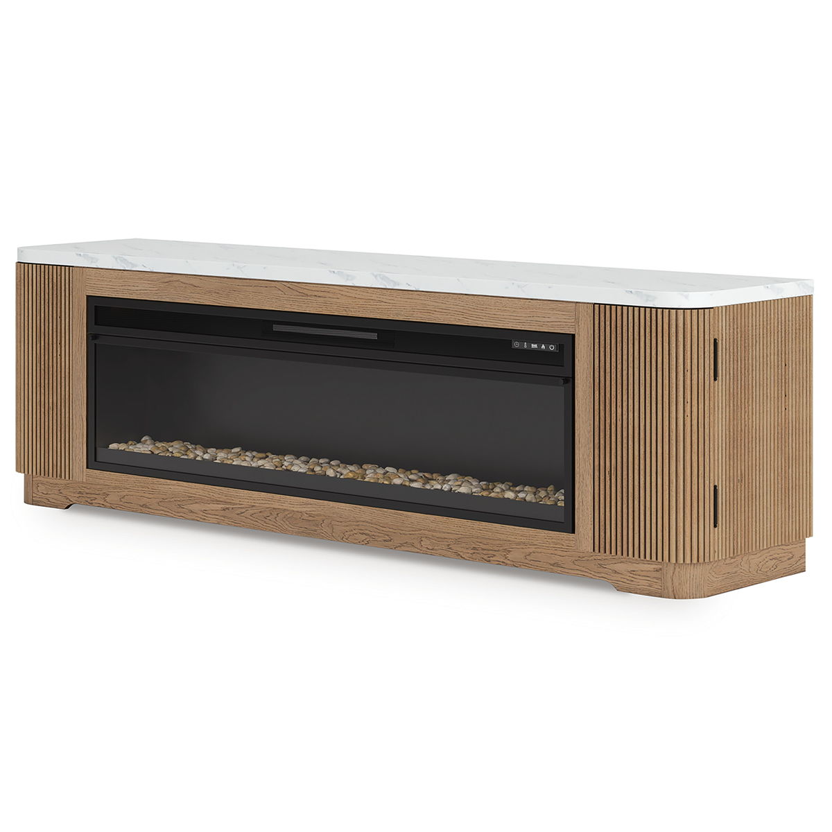 Camdill - 80" TV Stand With Electric Fireplace - Light Brown - Image 4