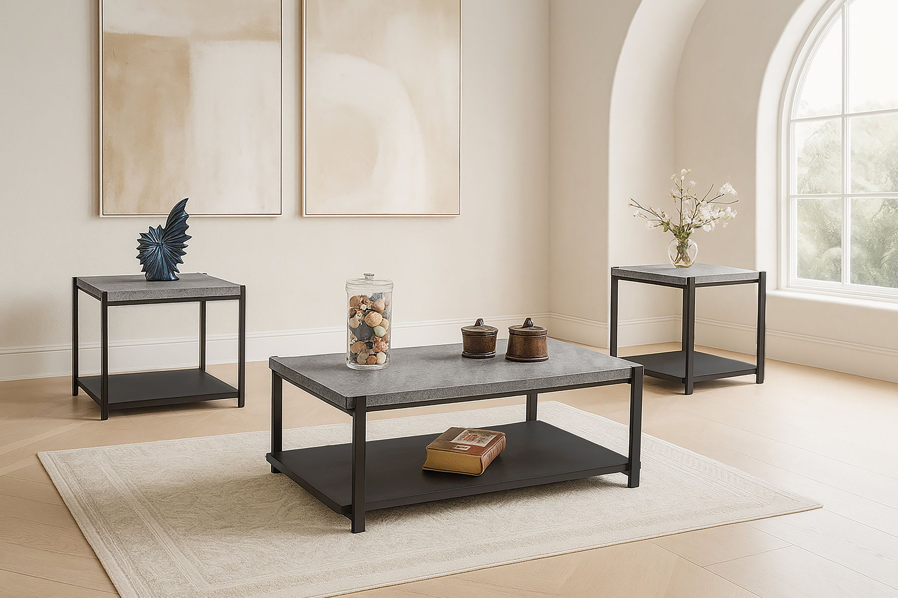 Linea - 3 Piece Occasional Set (1 Coffee & 2 End Tables) - Black / Brown - Image 6