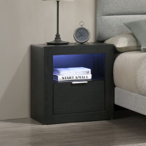 Asher - Nightstand With LED Light - Smoke