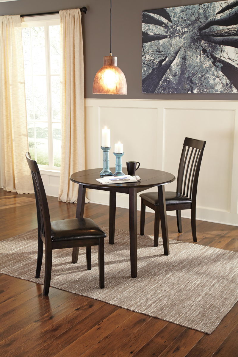 Hammis - Round DRM Drop Leaf Table - Dark Brown - Image 6