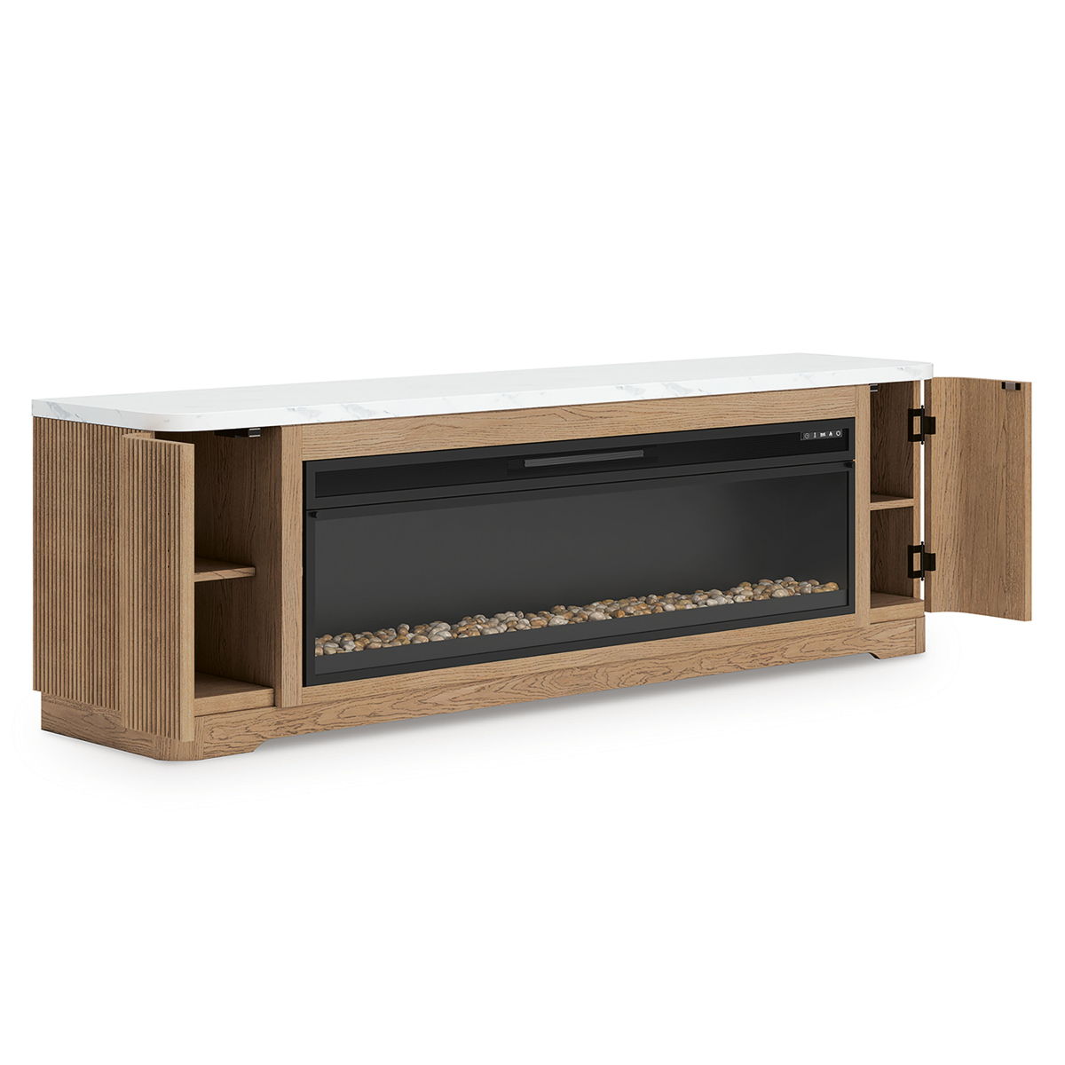 Camdill - 80" TV Stand With Electric Fireplace - Light Brown - Image 7