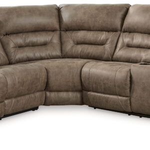 Ravenel - 3-Piece Power Reclining Sectional With Raf Power Reclining Loveseat With Console - Faux Leather - Fossil