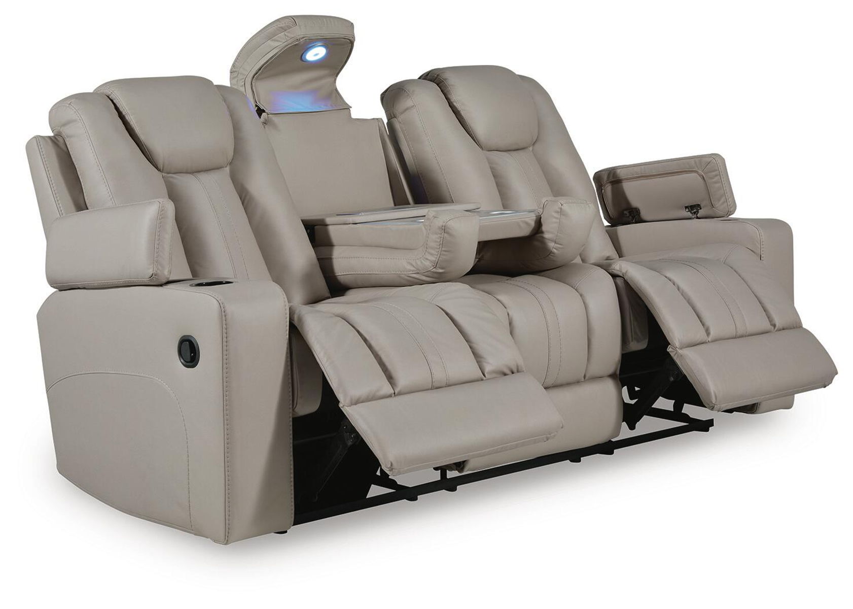 Elevate Edges - Reclining Sofa With Drop Down Table - Coin - Image 4
