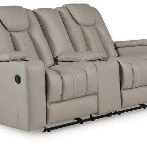 Elevate Edges - Glide Reclining Loveseat With Console - Coin