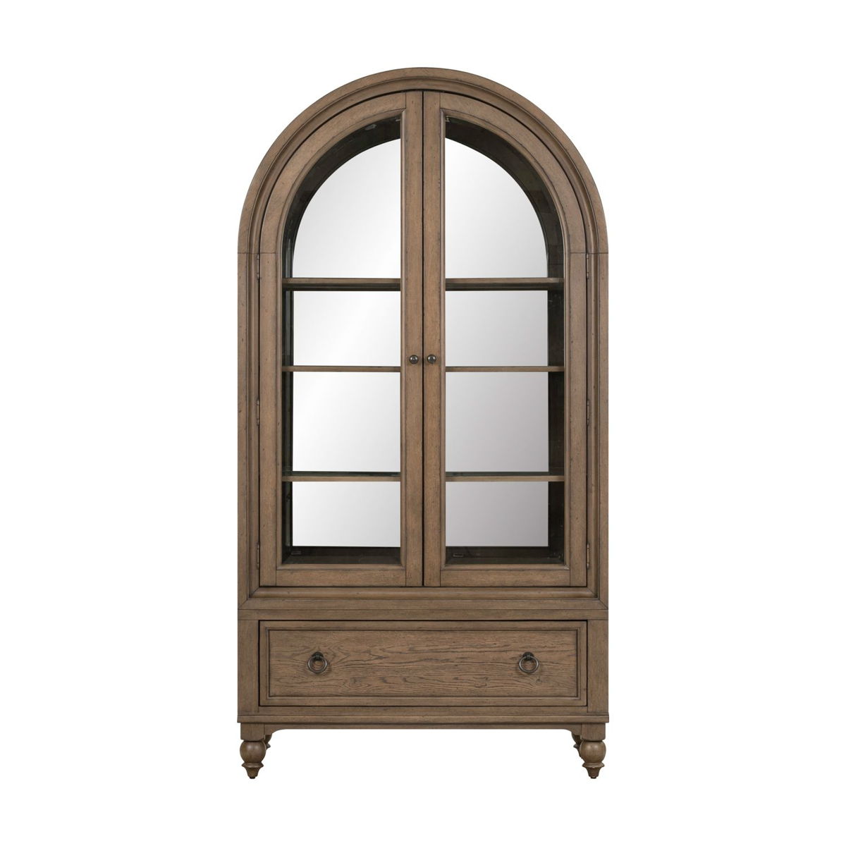 Americana Farmhouse - Arched Display Cabinet - Dusty Taupe - Image 2