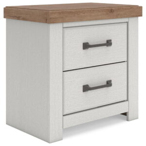 Savonport - Two Drawer Night Stand - White / Brown