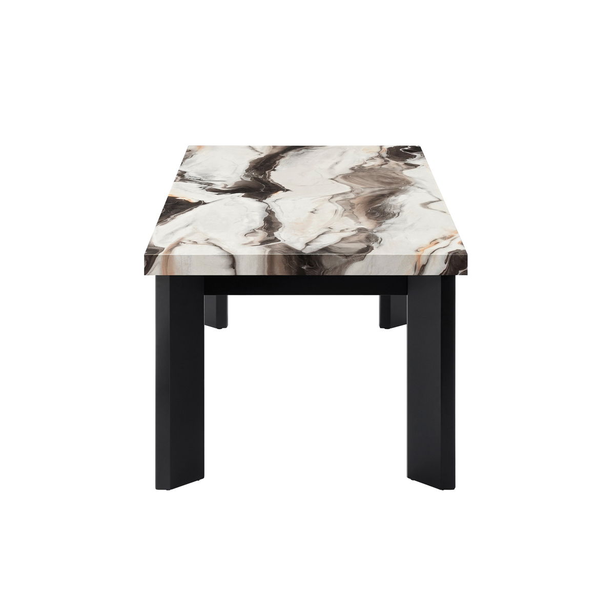 Strata - Faux Marble 3 Piece Occasional Set (1 Coffee & 2 End Tables) - Black / White - Image 3