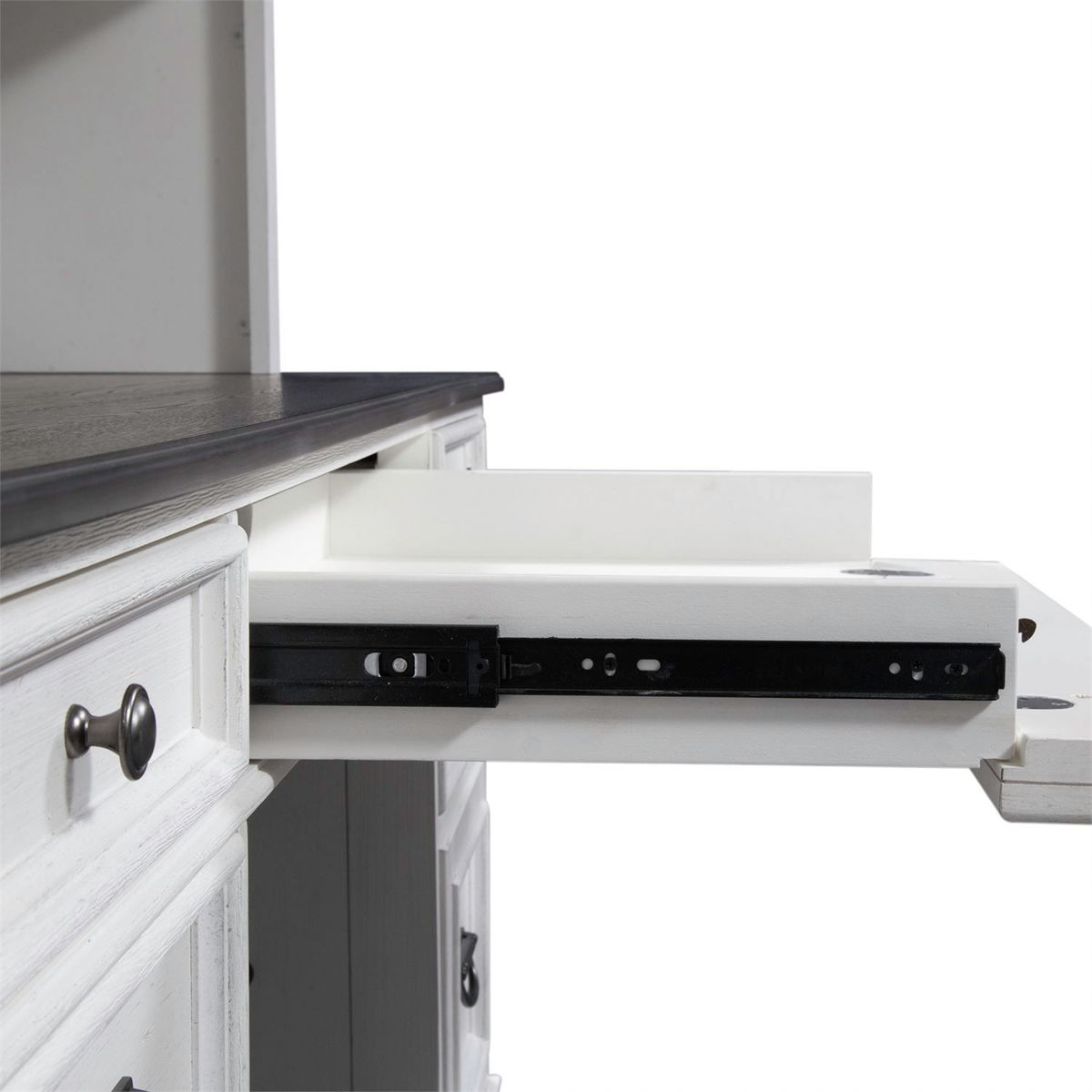 Allyson Park - Credenza & Hutch - Wirebrushed White / Charcoal - Image 6