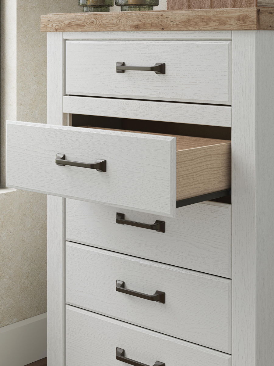 Savonport - Five Drawer Chest - White / Brown - Image 6