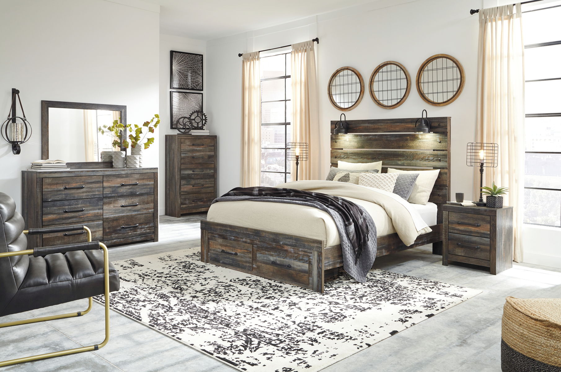 Drystan - Two Drawer Night Stand - Brown / Beige - Image 7
