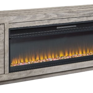 Naydell - 92" TV Stand With Wide Fireplace Insert - Gray