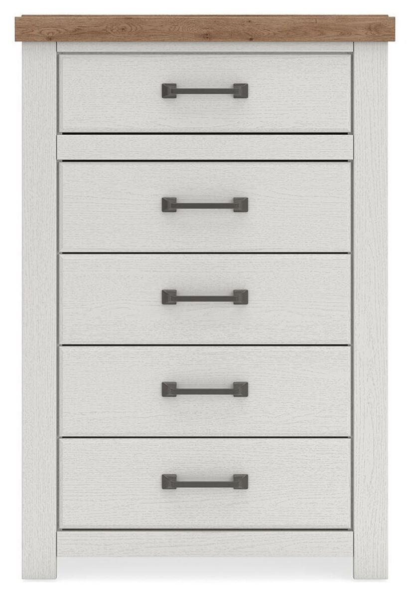 Savonport - Five Drawer Chest - White / Brown - Image 8