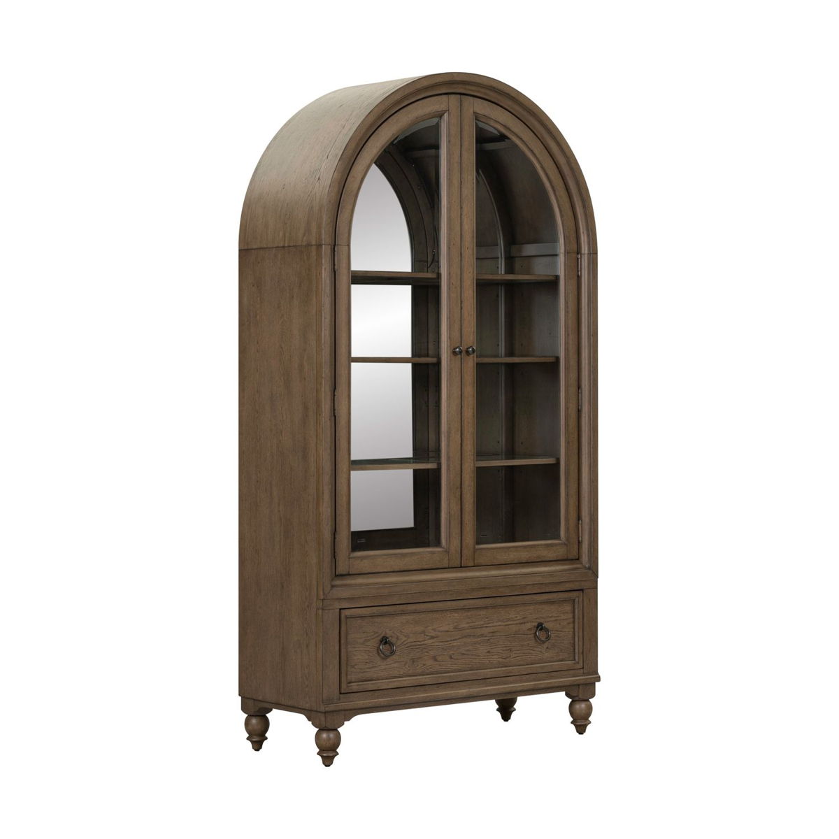 Americana Farmhouse - Arched Display Cabinet - Dusty Taupe - Image 5