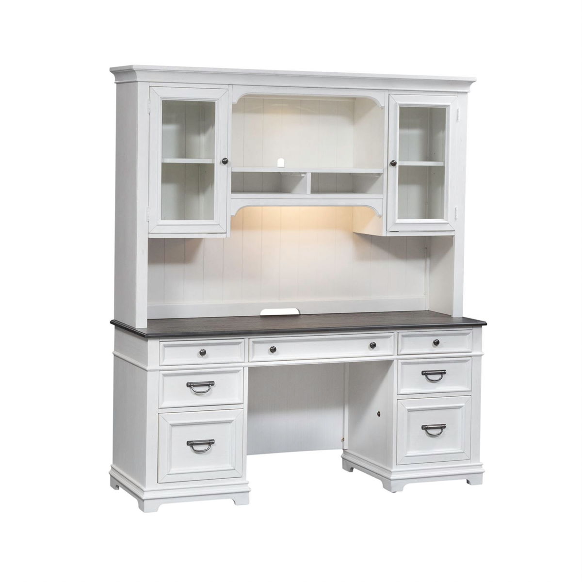 Allyson Park - Credenza & Hutch - Wirebrushed White / Charcoal - Image 2
