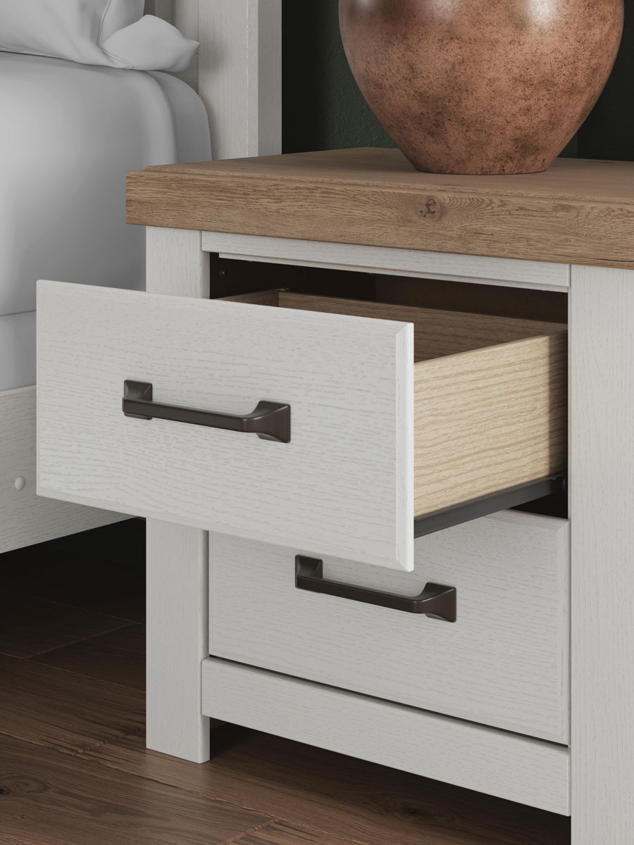 Savonport - Two Drawer Night Stand - White / Brown - Image 7