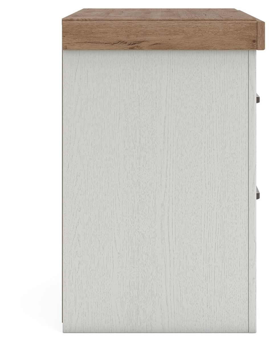 Savonport - Two Drawer Night Stand - White / Brown - Image 9