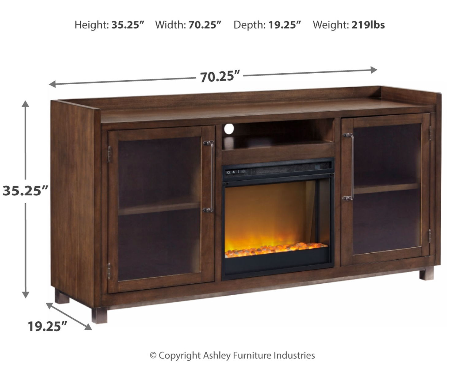 Starmore - 70" TV Stand With Glass/Stone Fireplace Insert - Brown - Image 11