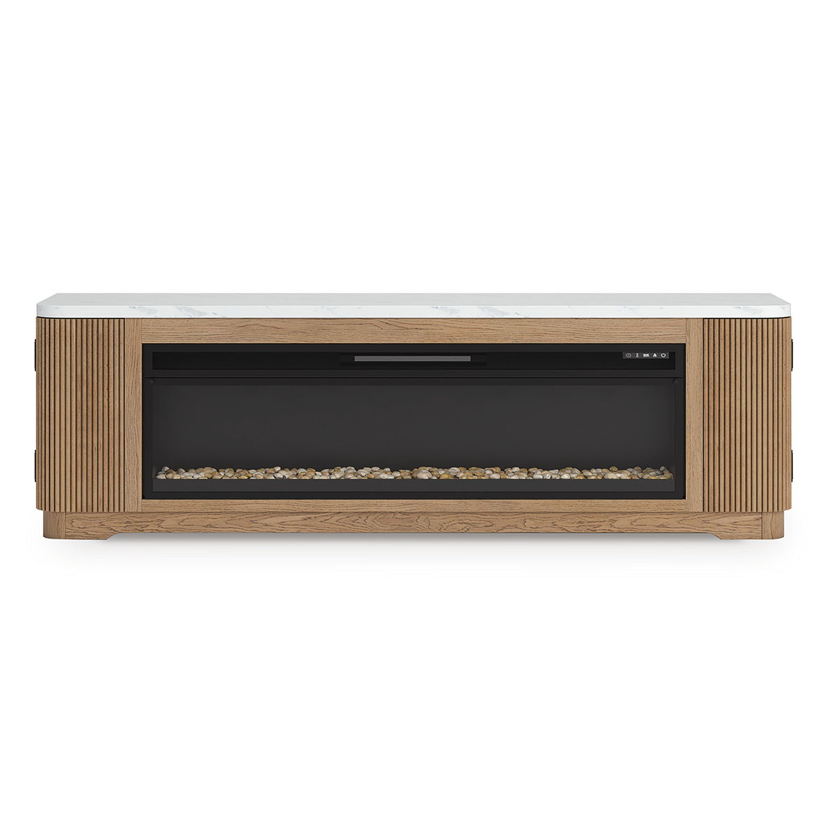 Camdill - 80" TV Stand With Electric Fireplace - Light Brown - Image 8