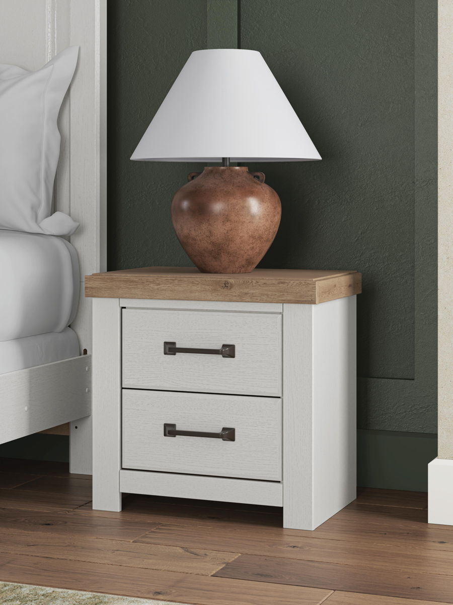 Savonport - Two Drawer Night Stand - White / Brown - Image 5