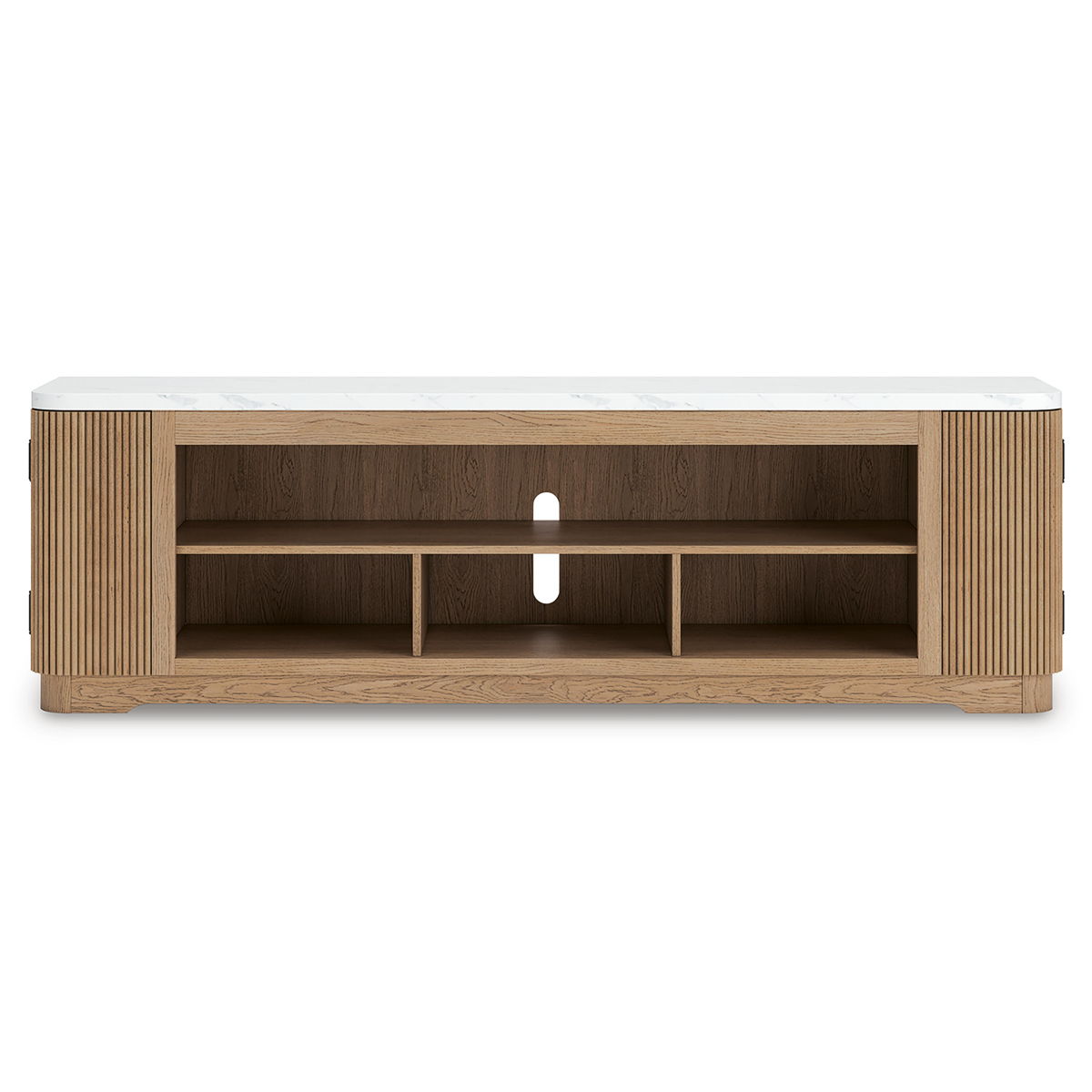 Camdill - XL TV Stand With Fireplace Option - Light Brown - Image 5
