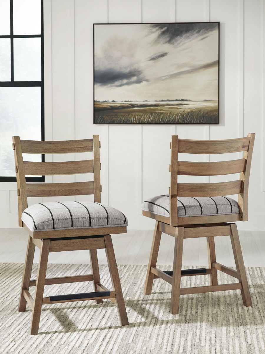 Ridgester - Upholstered Swivel Barstool (Set of 2) - Light Brown - Image 7