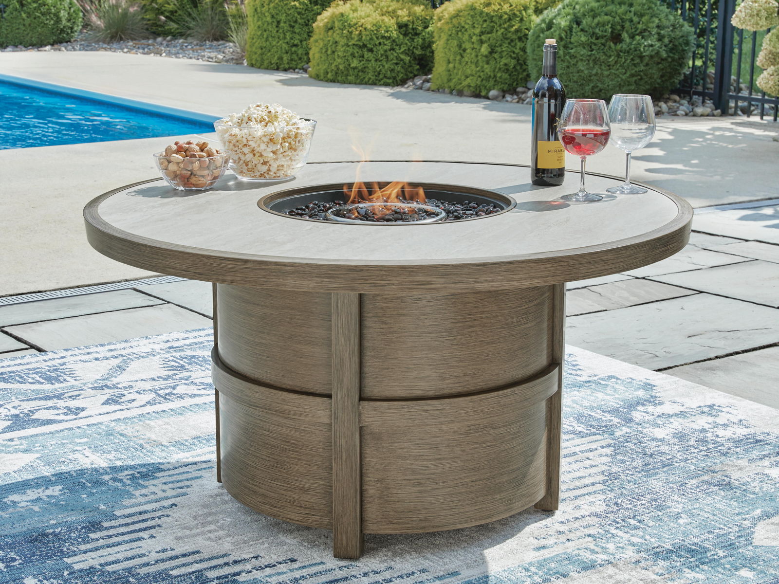 Rainier Ranch - Round Fire Pit Table - Beige - Image 9