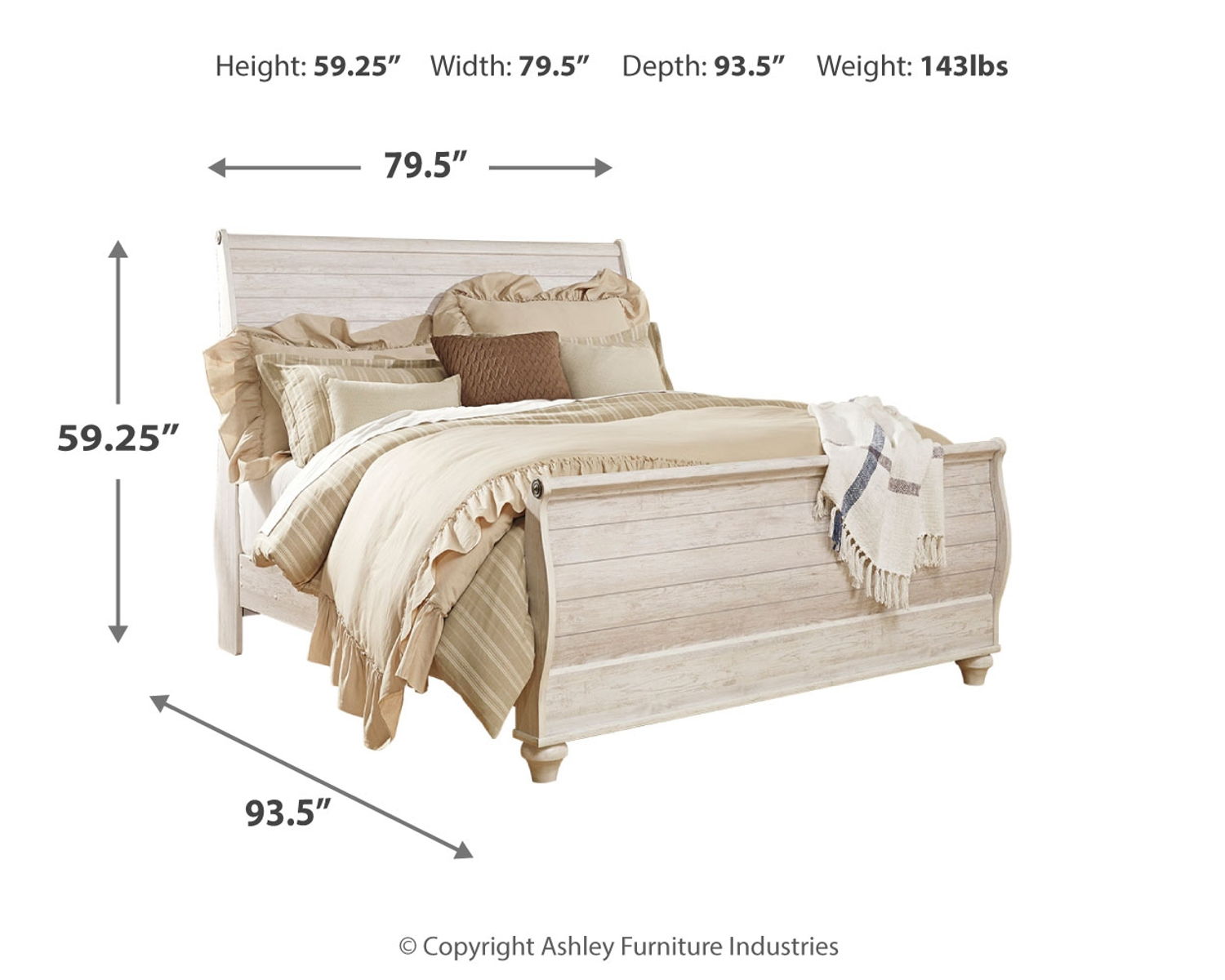 Willowton - Sleigh Bed - Image 3