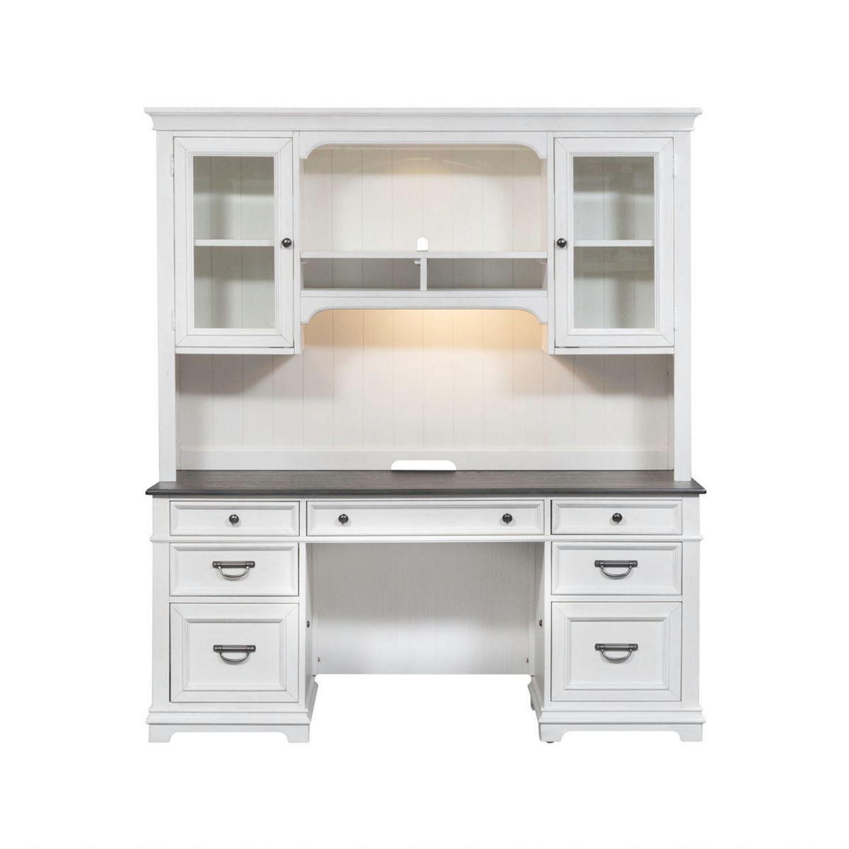 Allyson Park - Credenza & Hutch - Wirebrushed White / Charcoal - Image 4