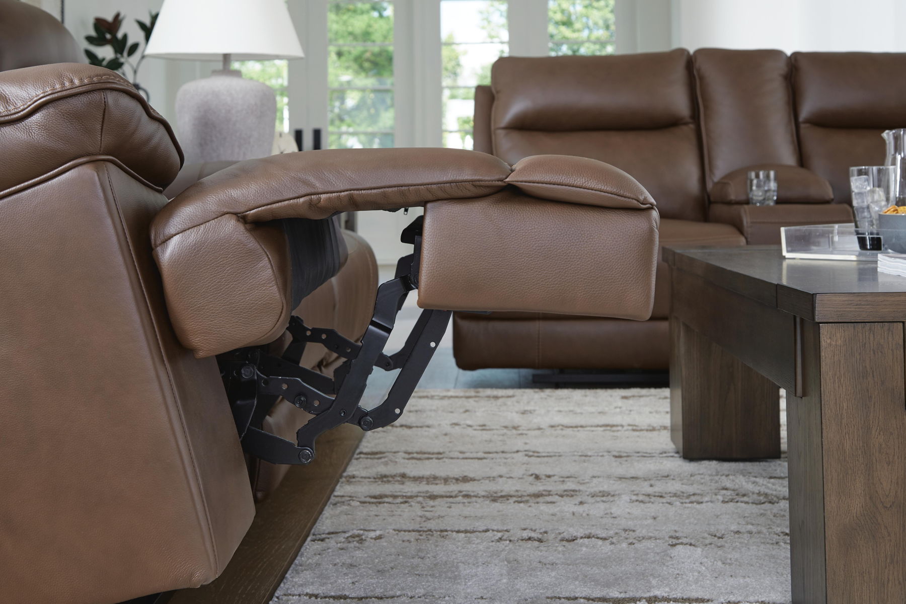 Vonryan - Power Reclining Loveseat With Console / Adj Headrest - Tobacco - Image 7