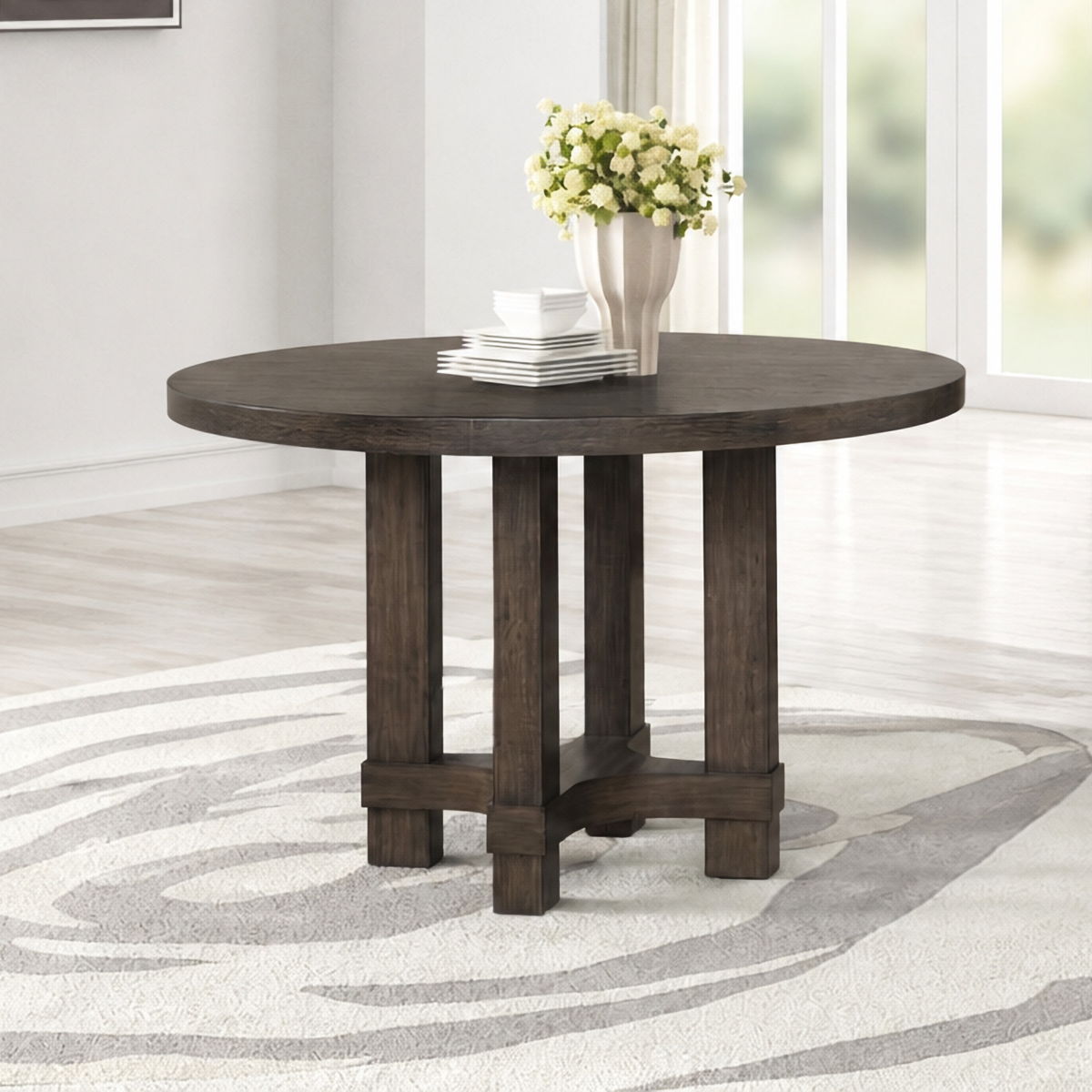 Cityscape - Round Dining Table - Dark Brown - Image 8