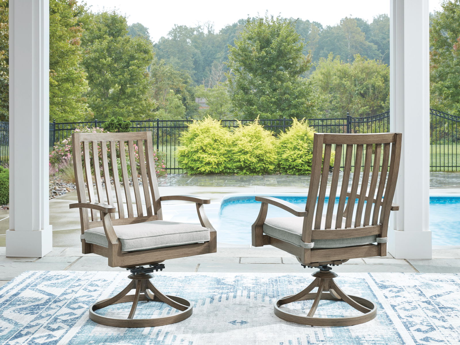 Rainier Ranch - Swivel Chair With Cushion (Set of 2) - Brown / Beige - Image 8