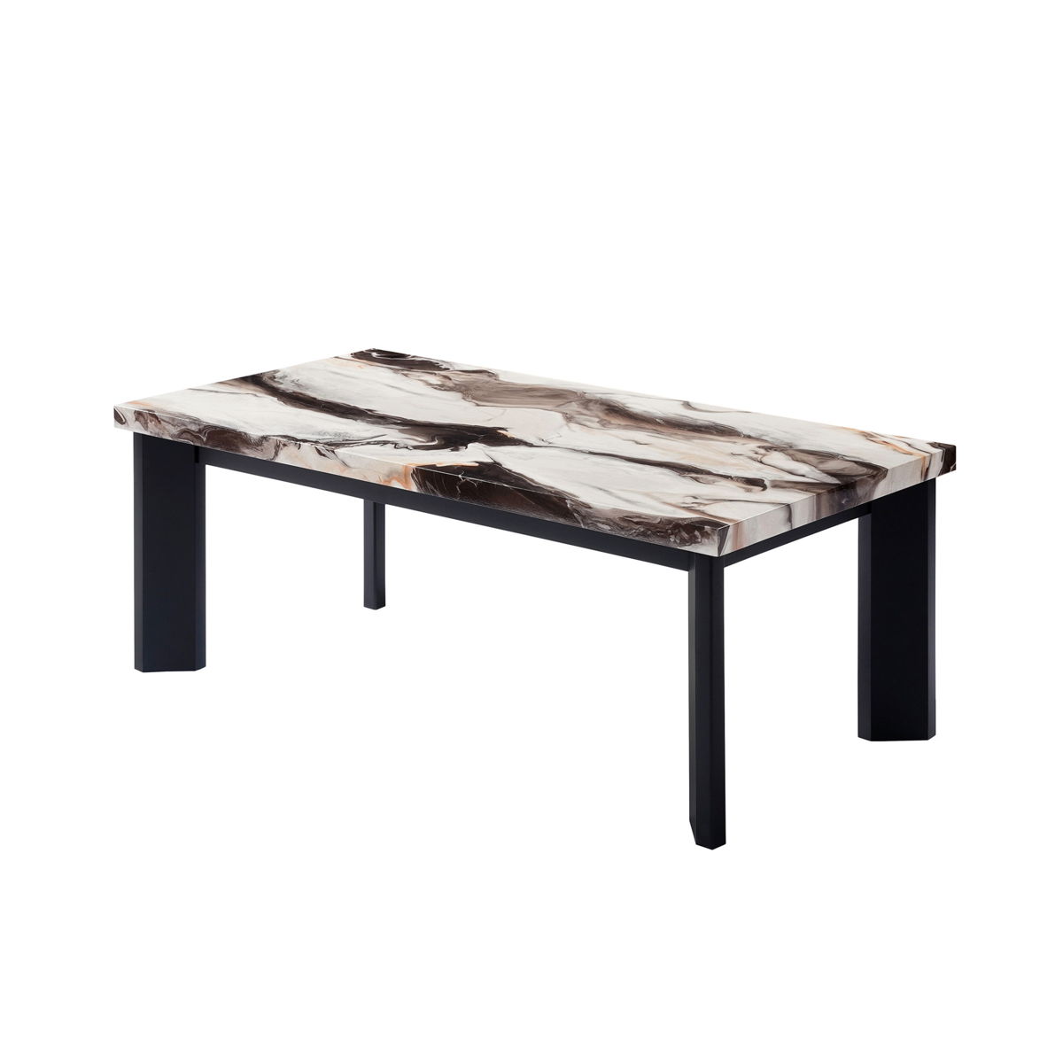 Strata - Faux Marble 3 Piece Occasional Set (1 Coffee & 2 End Tables) - Black / White - Image 7
