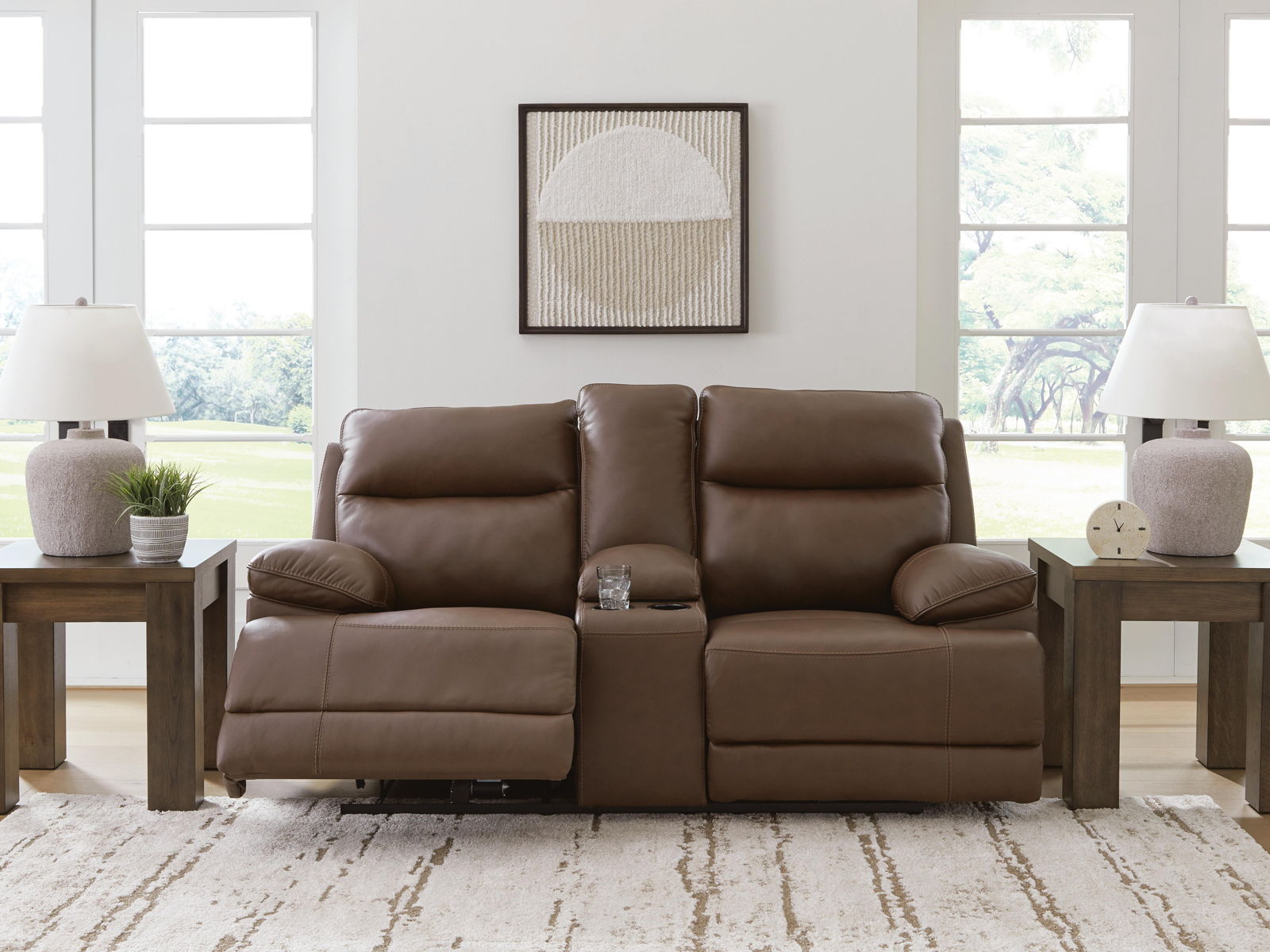 Vonryan - Power Reclining Loveseat With Console / Adj Headrest - Tobacco - Image 8